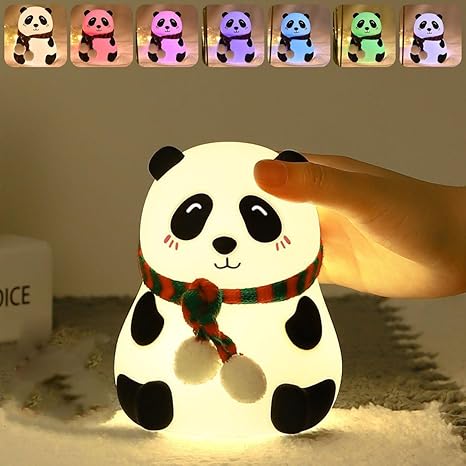 Rechargeable Silicone Panda Night Light for Kids | 7-Color LED Changing Lamp |Adorable Room Decor & Gift for Toddlers,